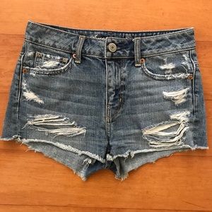 American Eagle High Rise Distressed Denim Shorts